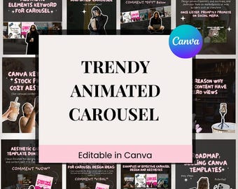 80+ Animated Instagram Carousel Posts for VAs | Editable Canva for Content Creators