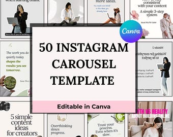 50 Content Creator Carousel Templates | Pre-Written Posts + 500+ Stickers