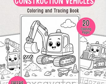 Construction Vehicles Activity Book for Kids | Coloring & Tracing Pages | Digital Download