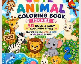 Animal Coloring Book for Kids | 50 Bold Easy Pages (PDF Download)