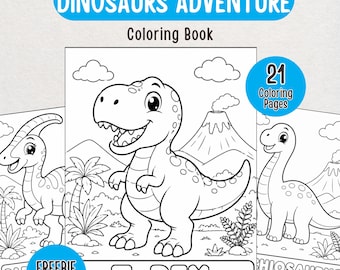 Dinosaur Activity Book for Kids | Printable Coloring Pages | Alphabet Tracing Bonus | PDF Download