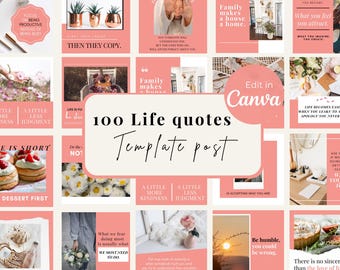 100 Life Quotes Instagram Post Templates: Editable Canva Designs (Digital Download)