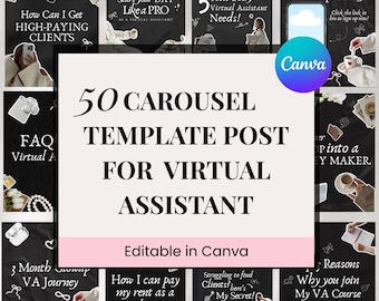 50 Instagram Carousel Templates for Virtual Assistants | Client-Attracting Canva Posts (Static & Animated)