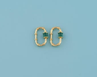 18K Gold Filled Oval Carabiner Clips,Screw Lock Clasp, Carabiner Lock Connector, Turnbuckle for Jewelry Making, Necklace Claspt