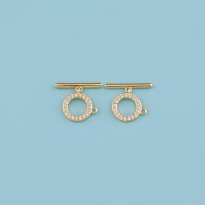 18K Gold Filled OT clasp,Pave OT Buckle,Zircon OT Buckle,Round Toggle Clasps Set For Jewelry Making Supplies,Bracelet Clasps,Necklace Clasps