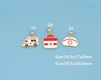 18K Gold Filled Medic kit first aid nurse charm,ambulance pendant,EMT Nurse Jewelry,Gift for Doctor, Healthcare Worker