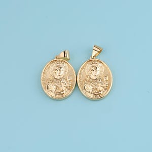 18K Gold Filled Saint Barbara pendant,Saint Barbara Pray for Us Religious Medal,St. Barbara Holy Helper Medal Catholic Patron of Military