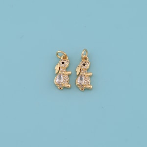 18K Gold Filled rabbit Pendant, rabbit Charm Necklace,DIY Jewelry Making Supply