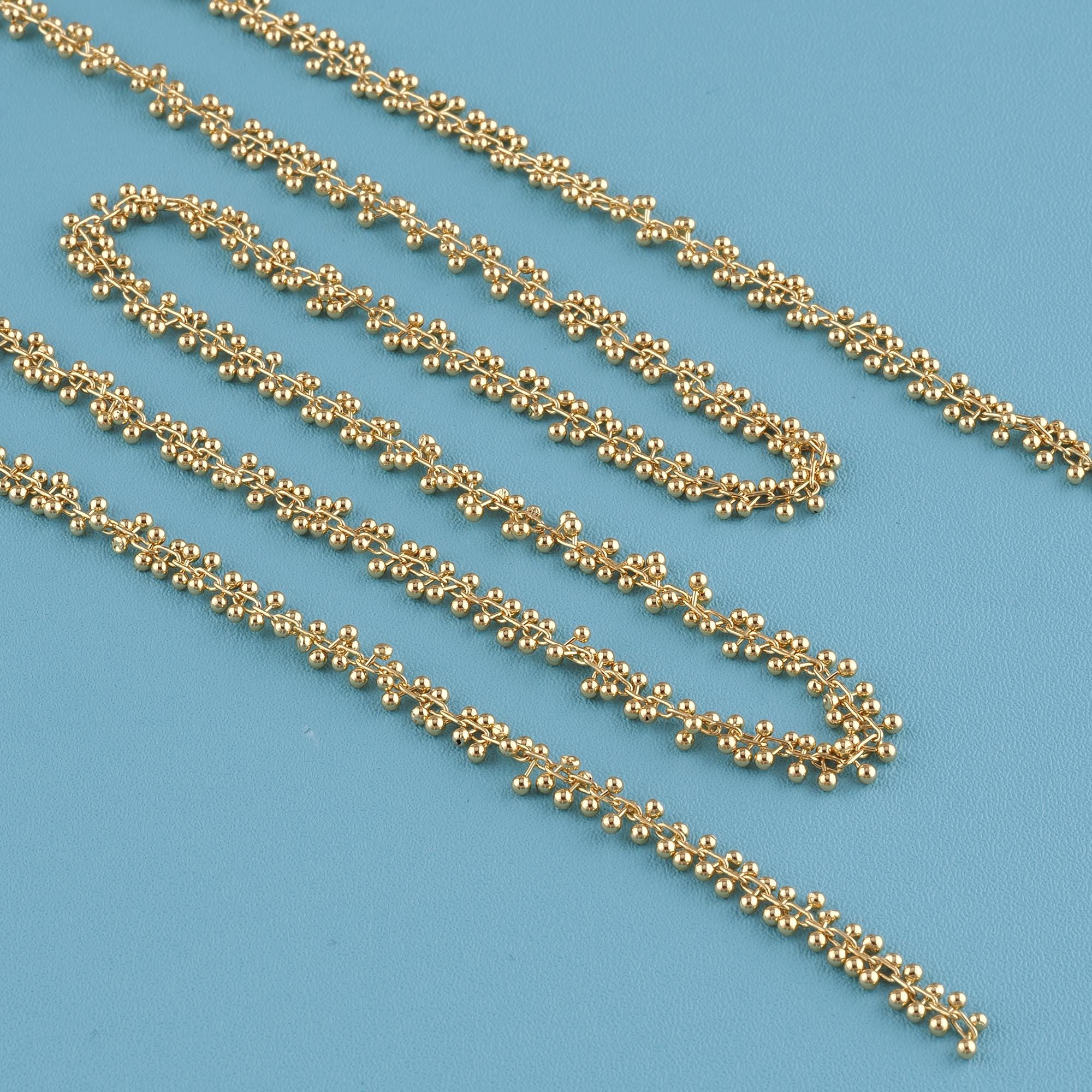1 Meter 18K Gold Filled Beads Cluster Rosary Chain,beaded Chain ...
