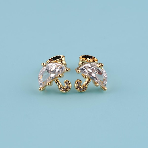 1 pair 18K Gold Filled Umbrella Stud Earrings,Dainty Weather Earrings,Bridesmaid Gift,Gift for Her, Fun & Cute Earrings