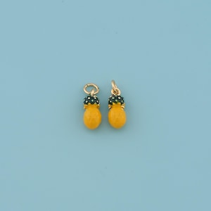 18K Gold Filled Pineapple  Pendant,Enamel fruit Charm Necklace,DIY Jewelry Making Supply