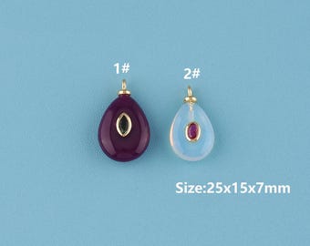 18K Gold Filled natural stone Pendant,natural stone charm,Gemstone Drop Pendant,Gemstone Charm,Natural gemstone For Making Jewelry