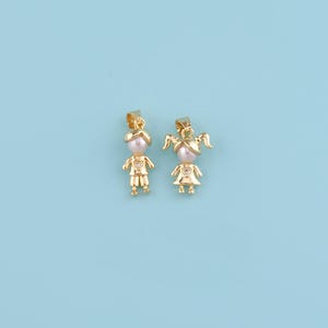 18K Gold Filled Boy and Girl Pendant,pearl  Boy and Girl Pendant,Kids Charm,Boy Girl Charm Bracelet Necklace for DIY Jewelry Making Supply