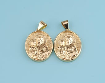 Medaglia di San Giuseppe in oro 18 carati, patrono dei padri, degli immigrati e dei lavoratori, medaglia ricca di dettagli, regalo di San Valentino per papà
