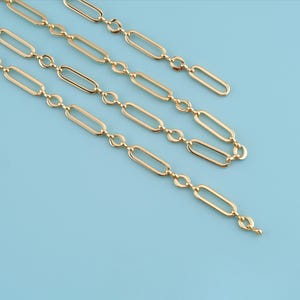 1メートル 18Kゴールドフィルドチェーンネックレス、ペーパークリップチェーン、ネックレスブレスレット用ダイヤモンドカットペーパークリップチェーン、ジュエリー製作用バルクチェーン