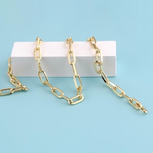 1メートル 18Kゴールドフィルドチェーンネックレス、ペーパークリップチェーン、ネックレスブレスレット用ダイヤモンドカットペーパークリップチェーン、ジュエリー製作用バルクチェーン