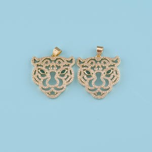 18K Gold Filled Tiger Pendant,CZ Micro Pave Tiger Personalized Pendant, Animal Jewelry, wild jewelry,DIY Jewelry Making Supply