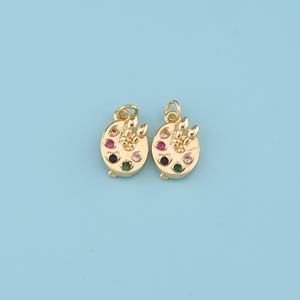 Pingente de paleta de cores com preenchimento de ouro 18K, colar com pingente de pintura esmaltada, suprimentos para fabricação de joias faça você mesmo