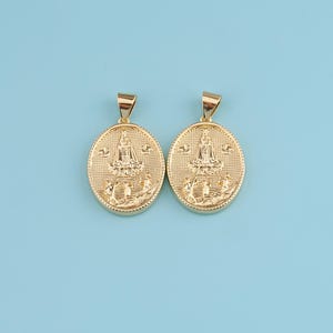 18K Gold Filled Caridad del Cobre Gold Pendant,Our Lady of Charity Charm, Religious Charm, Virgin Mary Catholic Gift,Baptism Gift