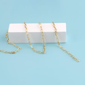 1メートル 18Kゴールドフィルドチェーンネックレス、ペーパークリップチェーン、ネックレスブレスレット用ペーパークリップチェーン、ジュエリー製作用バルクチェーン