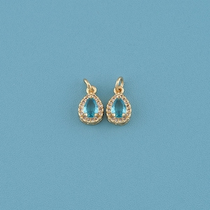 18K Gold Filled Teardrop Pendant,Crystal Charm,Teardrop Crystal Pendant,Crystal Birthstone Necklace Charm,DIY Jewelry Making Supply