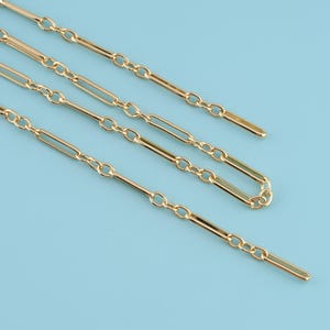 1メートル 18Kゴールドフィルドチェーンネックレス、ペーパークリップチェーン、ネックレスブレスレット用ダイヤモンドカットペーパークリップチェーン、ジュエリー製作用バルクチェーン