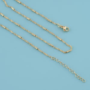 18K Gold Filled Thin Chain Necklace,plated Brass Tube Chains,Tube connector chain,texture Tube Chain,Tube Bar And Link Necklace,Gift for Her
