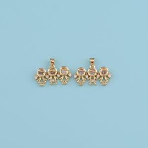 18K Gold Filled Boy and Girl Pendant,CZ  Boy and Girl Pendant,Kids Charm,Boy Girl Charm Bracelet Necklace for DIY Jewelry Making Supply
