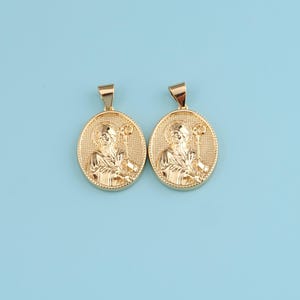 18K Gold Filled Saint Patrick Pendant Necklace,St Patrick Religious Medal, Patron Saint of Ireland Gift, Catholic Necklace for Women