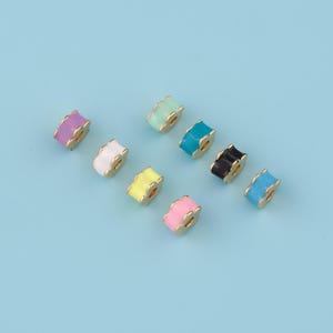 18K Gold Filled Flower Shaped Separated Beads,Enamel Flower Shaped Beads,spacer bead charm,DIY Bracelet Necklace Jewelry Perforated Bead