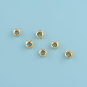 18K Gold Filled Round Flat Spacer Beads,Big Hole leaf texture round beads,  Flat Beads Charm Bracelet Necklace for DIY Jewelry Making Supply