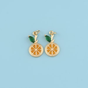 18K Gold Filled Slice Orange  Pendant,CZ Orange Slice Charm, Orange Slice Pendant -,Summer Charms ,Fruit Charms,DIY Jewelry
