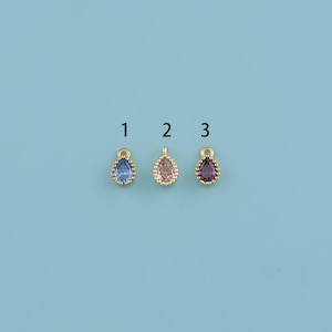 18K Gold Filled Teardrop Pendant,Crystal Charm,Teardrop Crystal Pendant,Crystal Birthstone Necklace Charm,DIY Jewelry Making Supply