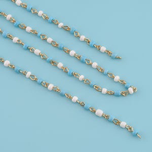 1 meter 18K Gold Filled Beaded Satellite Enamel Chain,enamel satellite chain,satellite chain,Beaded Chain,Bulk Chain for Jewelry Making