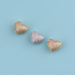 18K Gold Filled Heart Spacer Bead,CZ Micro Pave Heart Charm Bracelet Necklace,Bracelet Bead, Love Beads,large hole beads,DIY Jewelry