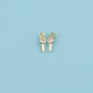 18K Gold Filled key Pendant, key Charm Necklace,DIY Jewelry Making Supply