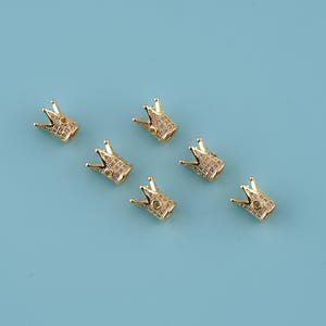 18K Gold Filled  crown Beads Charms,Crown Spacer Beads, Micropavé CZ Crown Bracelet Spacer,DIY Bracelet Necklace Jewelry Perforated Bead
