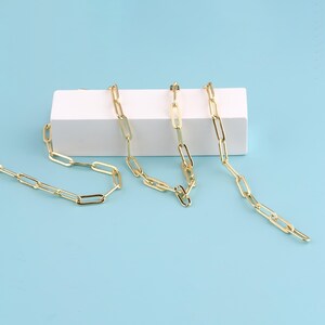 1メートル 18Kゴールドフィルドチェーンネックレス、ペーパークリップチェーン、ネックレスブレスレット用ペーパークリップチェーン、ジュエリー製作用バルクチェーン