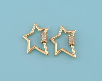 18K Gold Filled Star carabiner Clasp,star screw clasp,Bracelet necklace screw clasp, DIY Jewelry Making Accessories