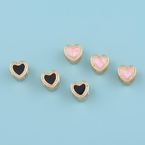 18K Gold Filled Heart Spacer Bead,CZ Micro Pave Heart Charm Bracelet Necklace,Bracelet Bead, Love Beads,large hole beads,DIY Jewelry