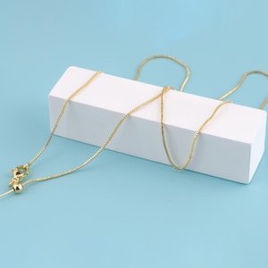 18K Gold Filled Thin Chain Necklace,Box Chain,Box Layering Necklace,Dainty Chain,Sliding Adjustable Bracelet Making Chain,Gift for Her