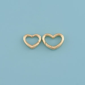 18K Gold Filled Heart Push Clasps,Love Heart Clasp,Spring Gate Ring Heart Clasp,Shiny Heart Hinged Clasp,DIY Jewelry Making Supply