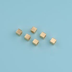 10Pcs 18K Gold Filled Tiny Cube Beads, Cube Spacer Beads, Geometric Beads, Square Beads, Bracelet Connector,DIY Jewelry Making Supply