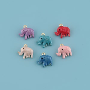 18K Gold Filled elephant Pendant,Enamel elephant Charm Necklace, Wildlife Pendant,DIY Jewelry Making Supply