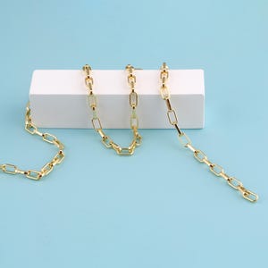 1メートル 18Kゴールドフィルドチェーンネックレス、ペーパークリップチェーン、ネックレスブレスレット用ペーパークリップチェーン、ジュエリー製作用バルクチェーン