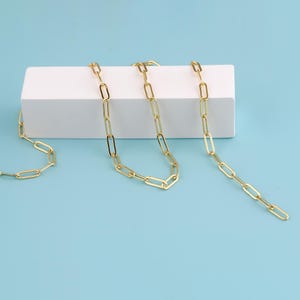 1メートル 18Kゴールドフィルドチェーンネックレス、ペーパークリップチェーン、ネックレスブレスレット用ペーパークリップチェーン、ジュエリー製作用バルクチェーン