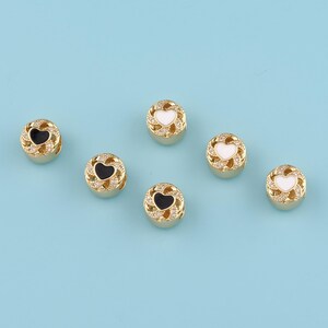 18K Gold Filled Heart Spacer Bead,CZ round beads Heart Charm Bracelet Necklace,Bracelet Bead, Love Beads,large hole beads,DIY Jewelry