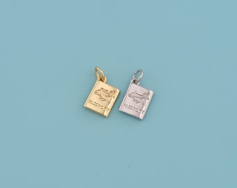 18K Gold Filled passport Pendant,traveler Charm Necklace,DIY Jewelry Making Supply