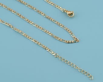 18K Gold Filled dünne Kettenhalskette, Figaro Kette, zierliche Figaro Kettenhalskette, Männer Frau Halskette, Geschenk für Sie