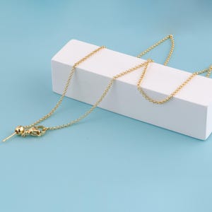 18K Gold Filled Thin Chain Necklace,Rolo Belcher Chain,Round Rolo Link Chain,Adjustable Sliding Necklace Chain Rubber Stopper Beads